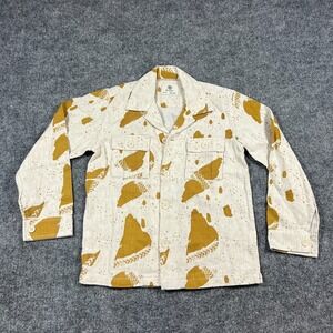 Blazo Hawaiian Shirt Boys 8 Beige Splatter Print Cotton Camp Collar Button Up
